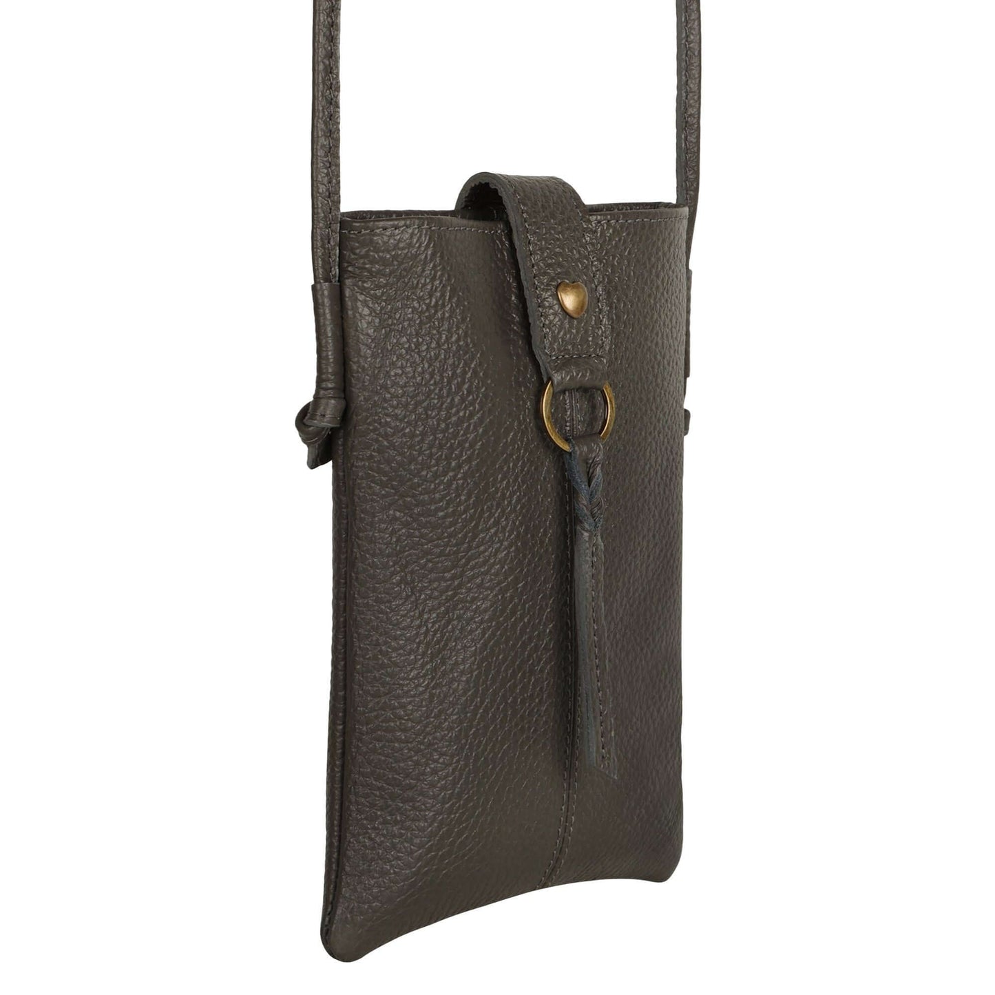 Jennie Small crossbody bag w/ slim strap closure & tassel - Deepest Brown