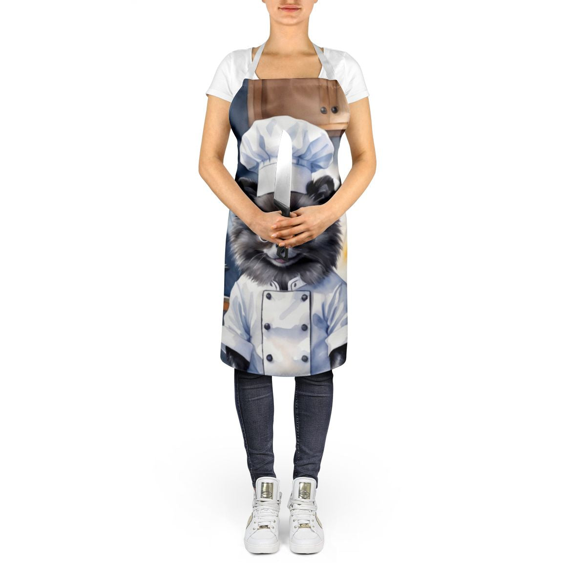 Pomeranian The Chef Apron Cooking Kitchen Server Baking Crafts Gardening for Adult Women Men, Unisex, Large, Multicolor