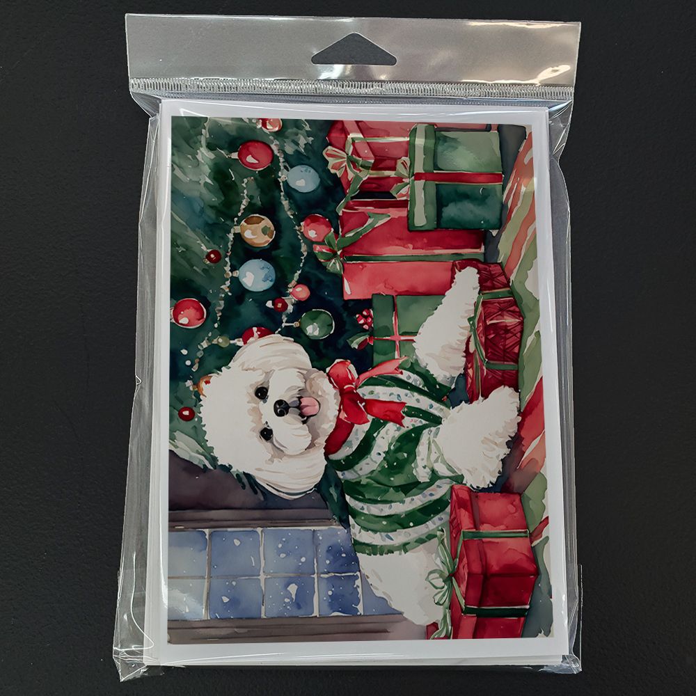 Bichon Frise Christmas Greeting Cards Pack of 8 Blank Cards with Envelopes Whimsical A7 Size 5x7 Blank Note Cards