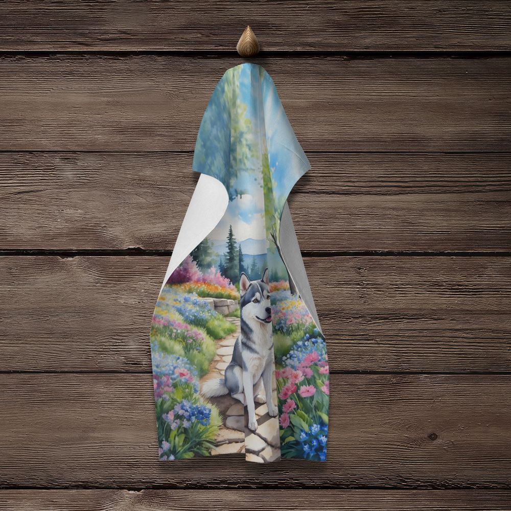 Siberian Husky Spring Path Kitchen Towel Dish Cloths Guest Hand Towel Decorative Bathroom Towel for Face,Tea, Dishcloth, Kitchen and Bath