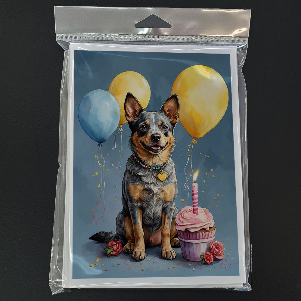 Australian Cattle Dog Happy Birthday Greeting Cards Pack of 8 Blank Cards with Envelopes Whimsical A7 Size 5x7 Blank Note Cards
