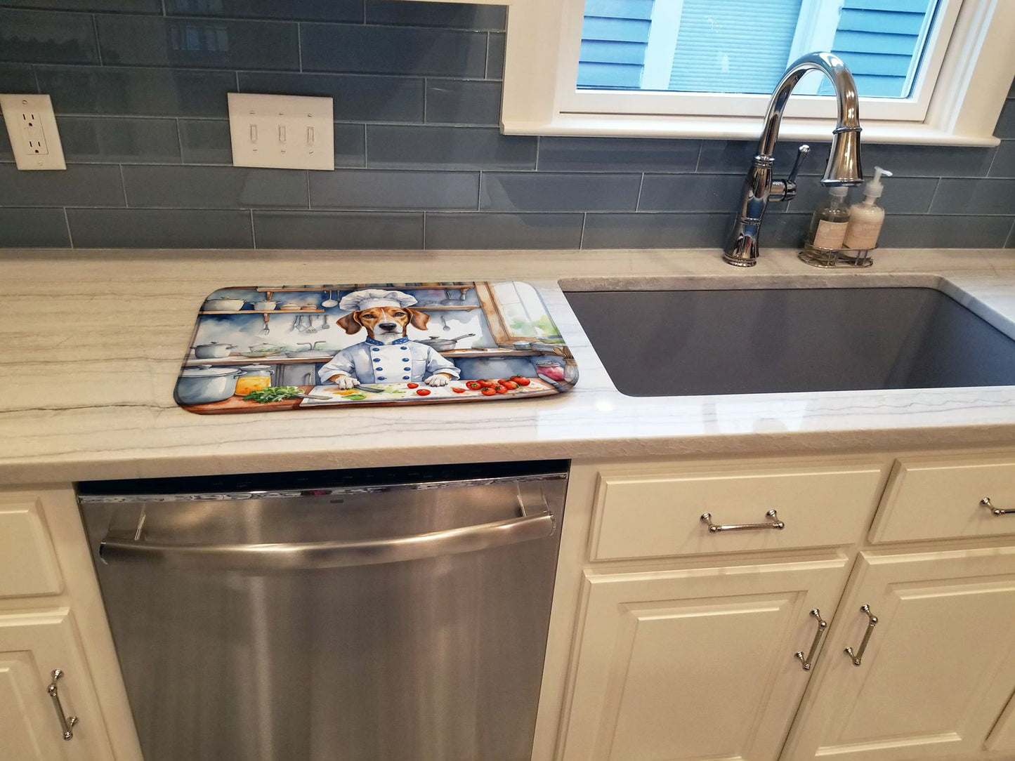American Foxhound The Chef Dish Drying Mat Absorbent Dish Drying Mat Pad for Kitchen Counter Dish Drainer Mat for Countertop, 14 x 21", Multicolor