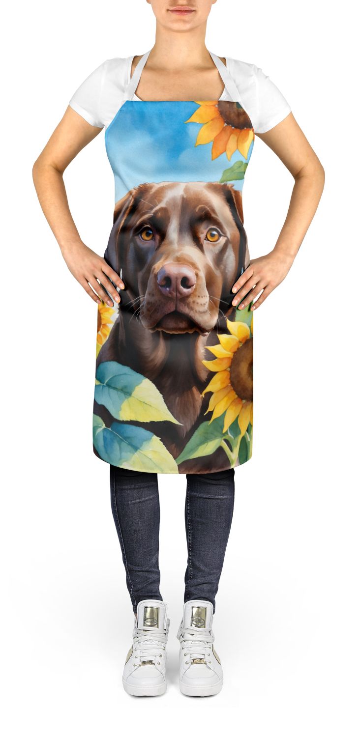 Labrador Retriever in Sunflowers Apron Cooking Kitchen Server Baking Crafts Gardening for Adult Women Men, Unisex, Large, Multicolor