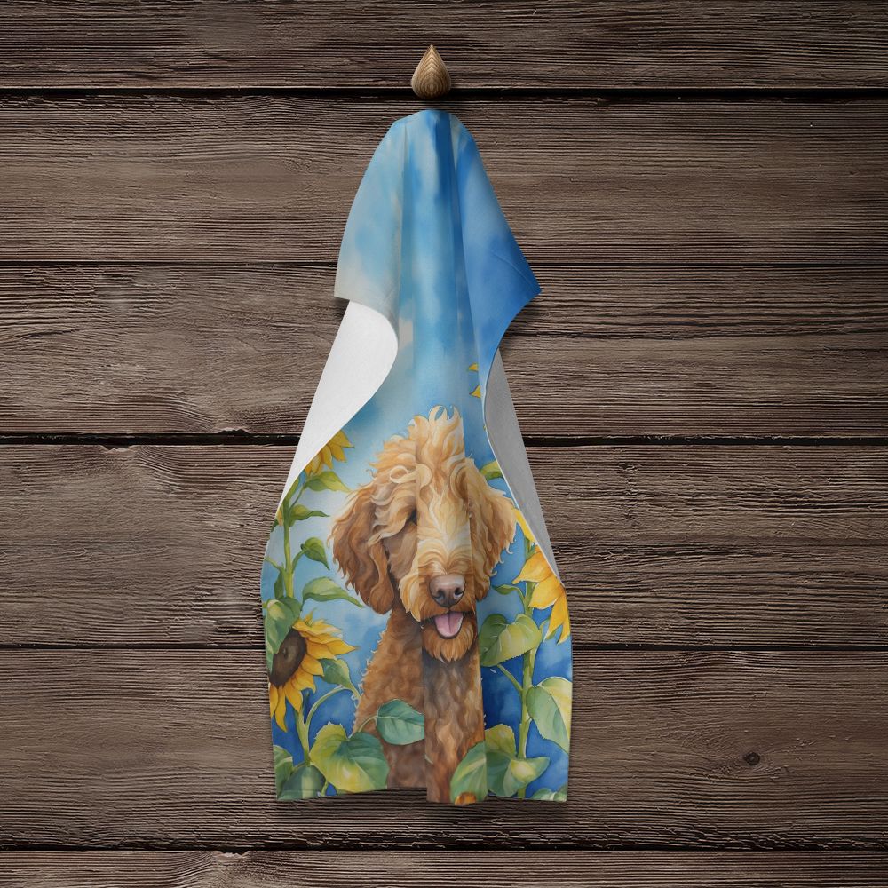 Labradoodle in Sunflowers Kitchen Towel Dish Cloths Guest Hand Towel Decorative Bathroom Towel for Face,Tea, Dishcloth, Kitchen and Bath