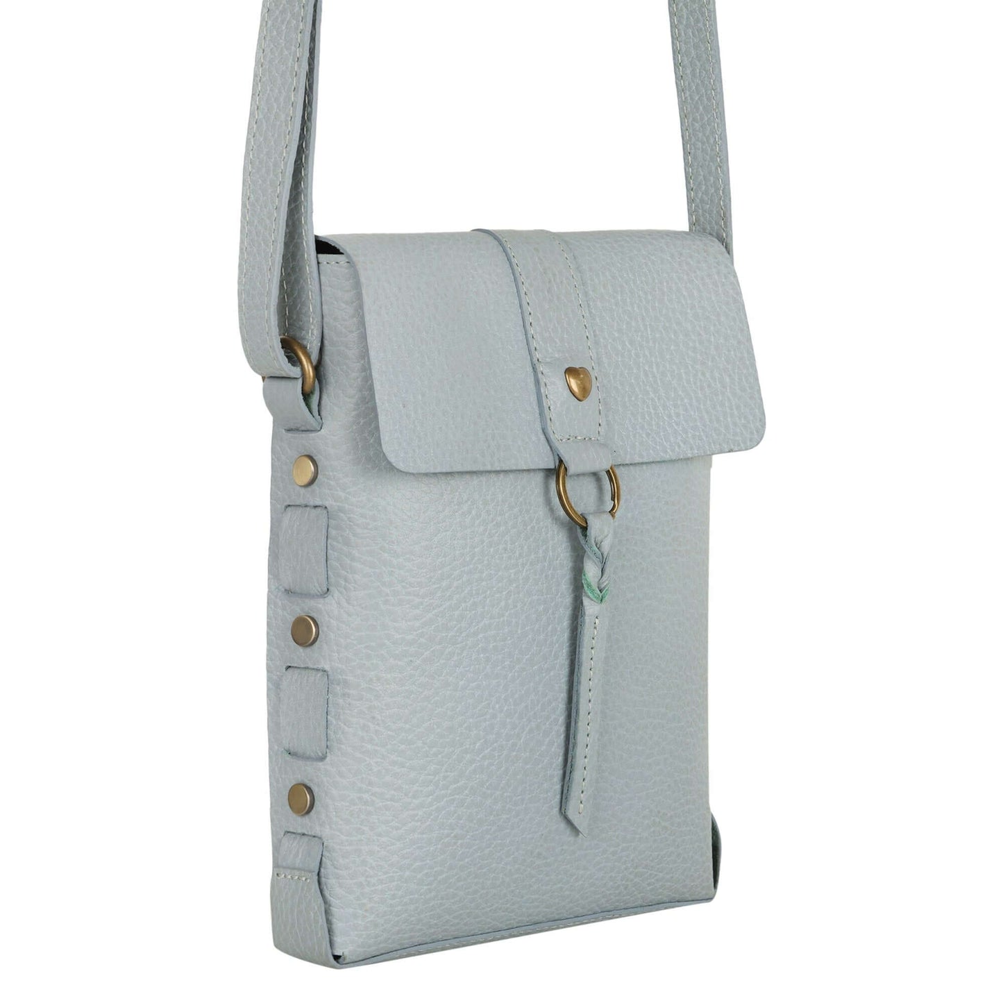 Jane Long crossbody w/ top flap & tassel - Cool Grey