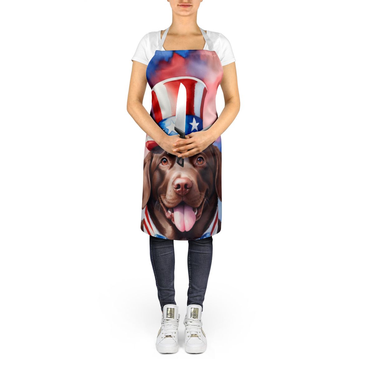 Labrador Retriever Patriotic American Apron Cooking Kitchen Server Baking Crafts Gardening for Adult Women Men, Unisex, Large, Multicolor