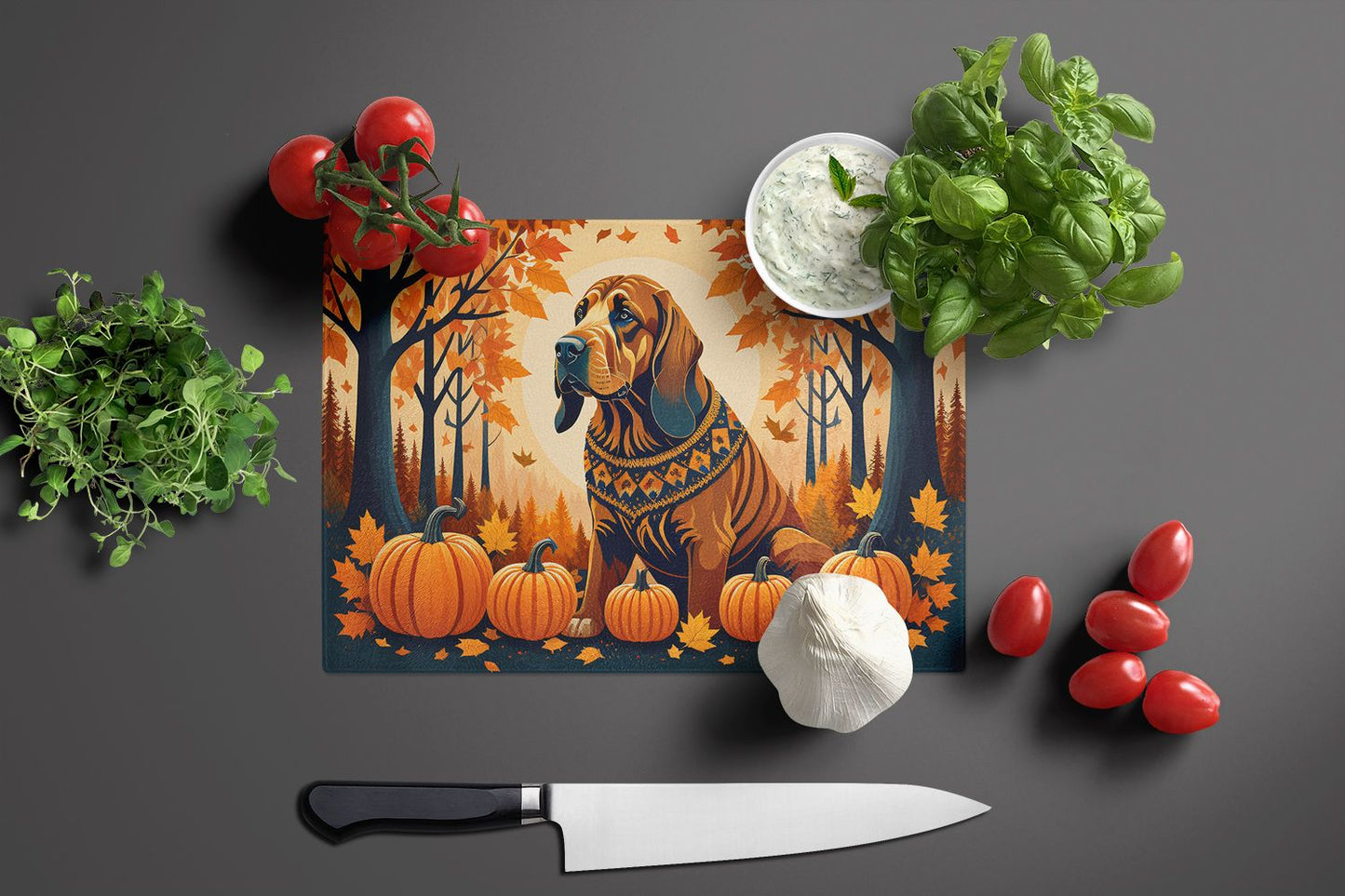 NEW Bloodhound Fall Glass Cutting Board Decorative Tempered Glass Kitchen Cutting and Serving Board Large Size Chopping Board
