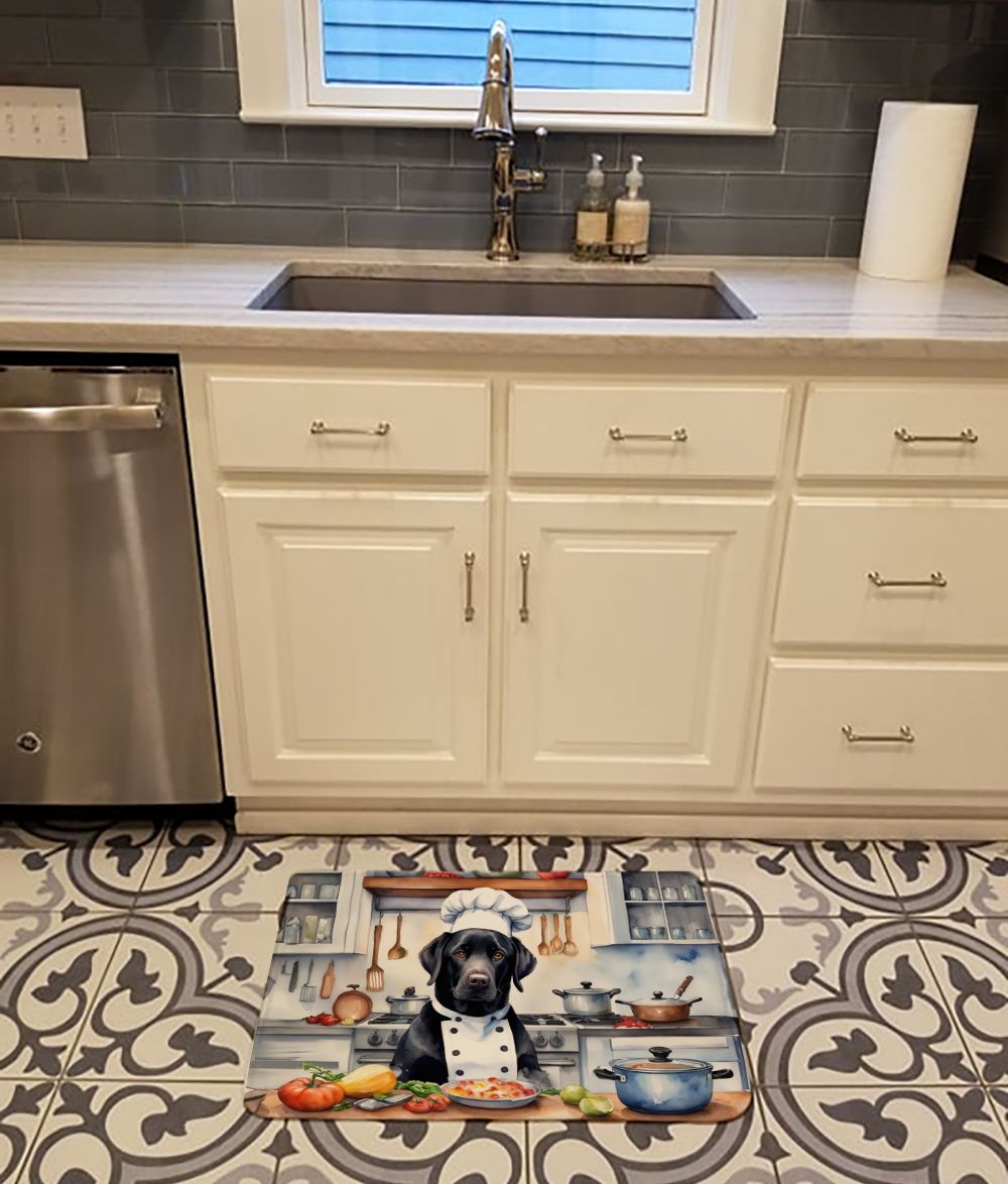 Black Labrador Retriever The Chef Memory Foam Kitchen Mat Machine Washable Anti-Fatigue Mat Cushion Comfort Bath Mat or Kitchen Rug