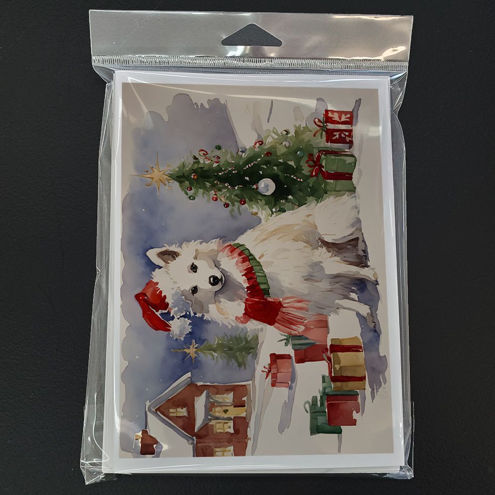 American Eskimo Christmas Greeting Cards Pack of 8 Blank Cards with Envelopes Whimsical A7 Size 5x7 Blank Note Cards
