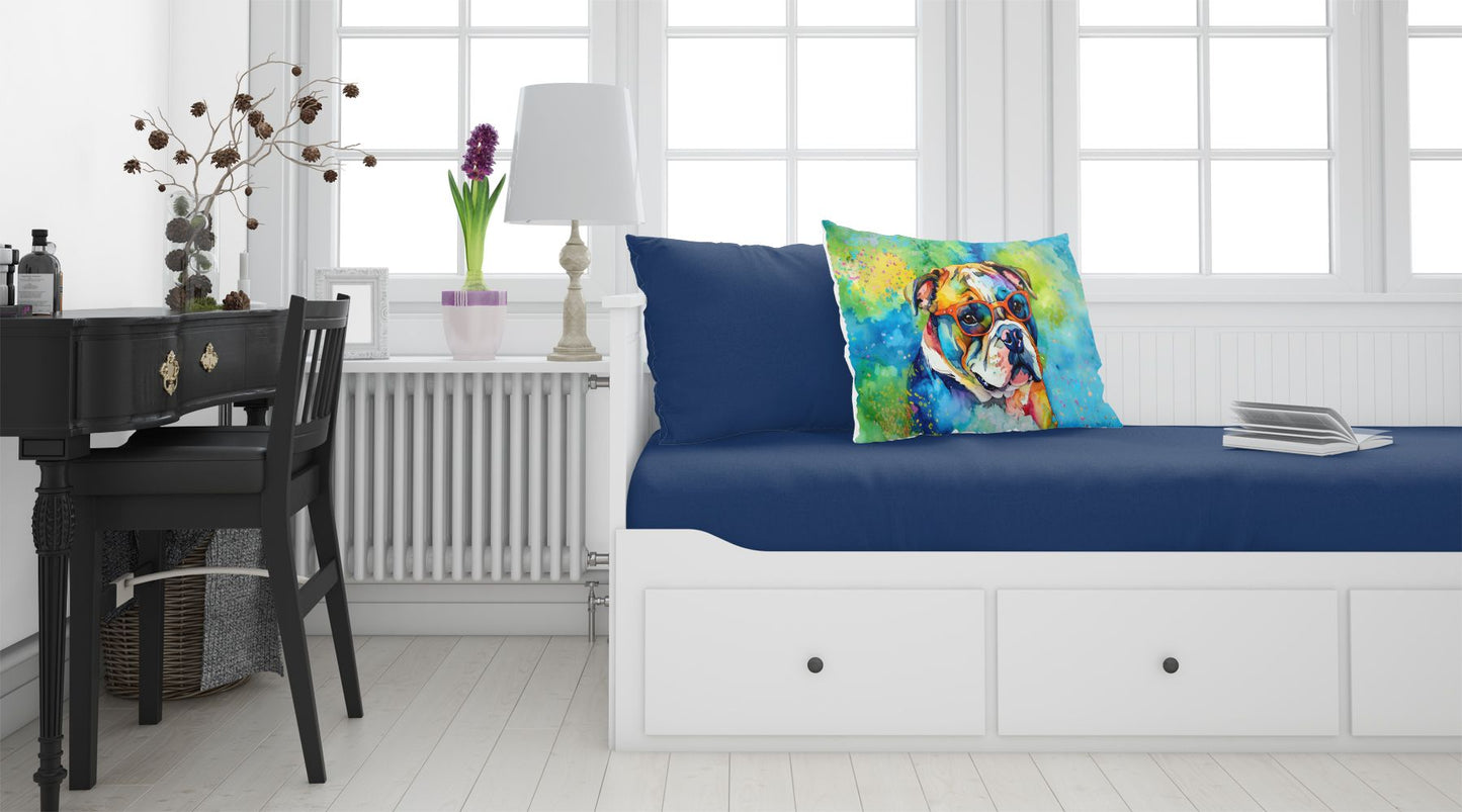 English Bulldog Hippie Dawg Standard Pillowcase Lightweight Super Soft Easy Care Decorative Artwork Pillowcase, Standard