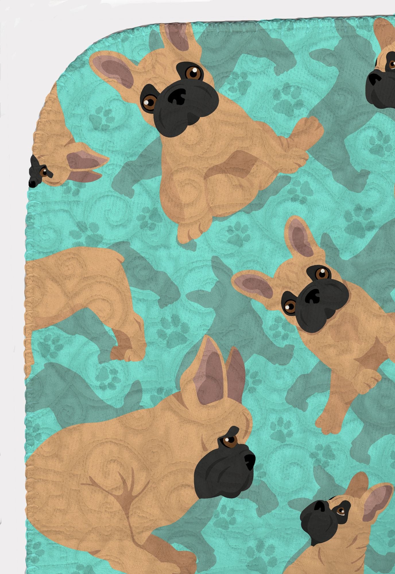Fawn French Bulldog Quilted Blanket 50x60 Artwork Pattern Quilted Throw Blanket for Bed, Couch, Sofa, Soft and Lightweight