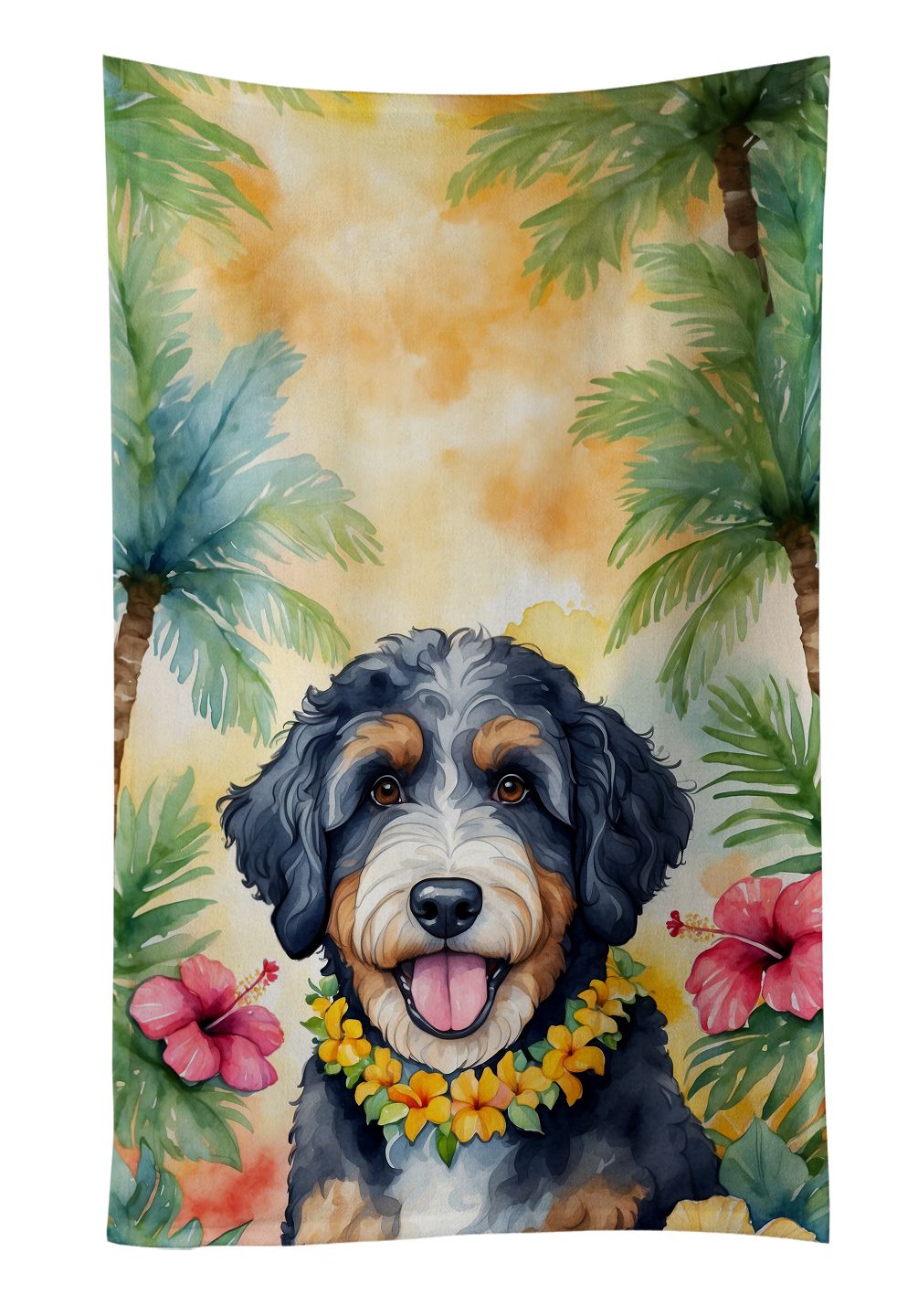 Bernedoodle Luau Kitchen Towel Dish Cloths Guest Hand Towel Decorative Bathroom Towel for Face,Tea, Dishcloth, Kitchen and Bath