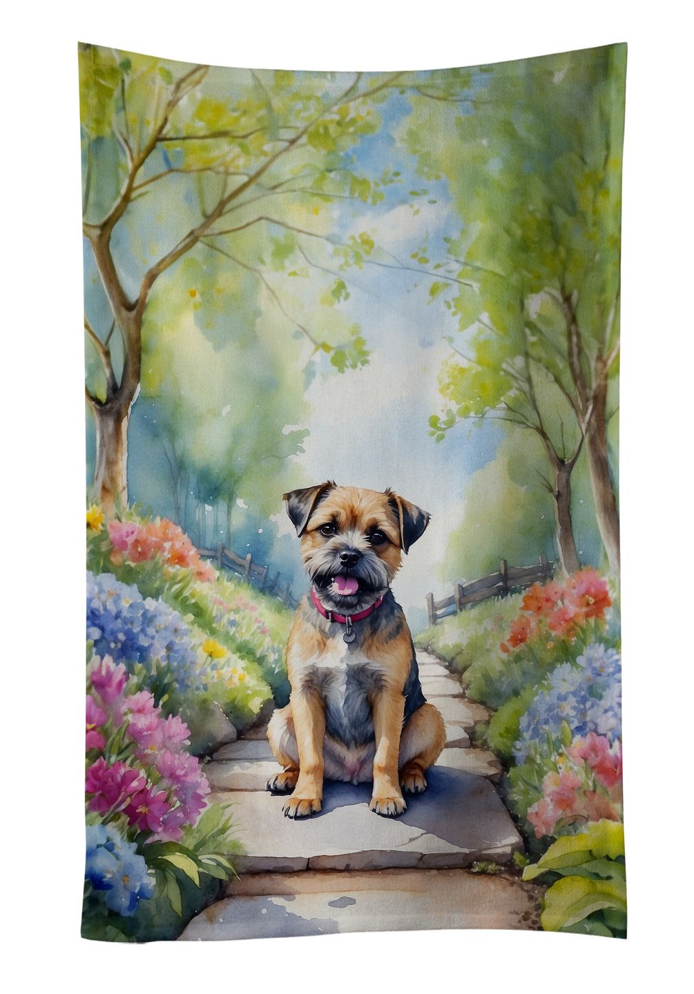 Border Terrier Spring Path Kitchen Towel Dish Cloths Guest Hand Towel Decorative Bathroom Towel for Face,Tea, Dishcloth, Kitchen and Bath