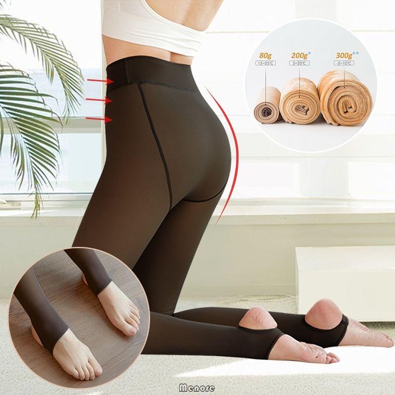 Winter Thermal Pantyhose Women Thicken Stockings Fake Translucent Pantyhose Fleece Lined Tights High Waist Elastic Wool Socks - Clothes For Her Online Store