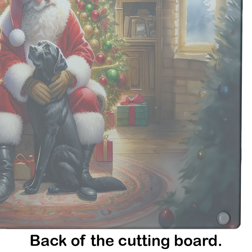 Labrador Retriever and Santa Claus Glass Cutting Board Decorative Tempered Glass Kitchen Cutting and Serving Board Large Size Chopping Board