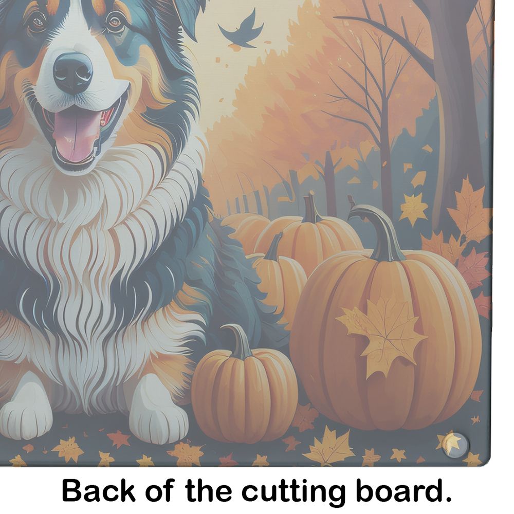 NEW Australian Shepherd Terrier Fall Glass Cutting Board Decorative Tempered Glass Kitchen Cutting and Serving Board Large Size Chopping Board