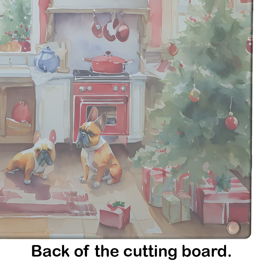 NEW French Bulldog Christmas Cookies Glass Cutting Board Decorative Tempered Glass Kitchen Cutting and Serving Board Large Size Chopping Board
