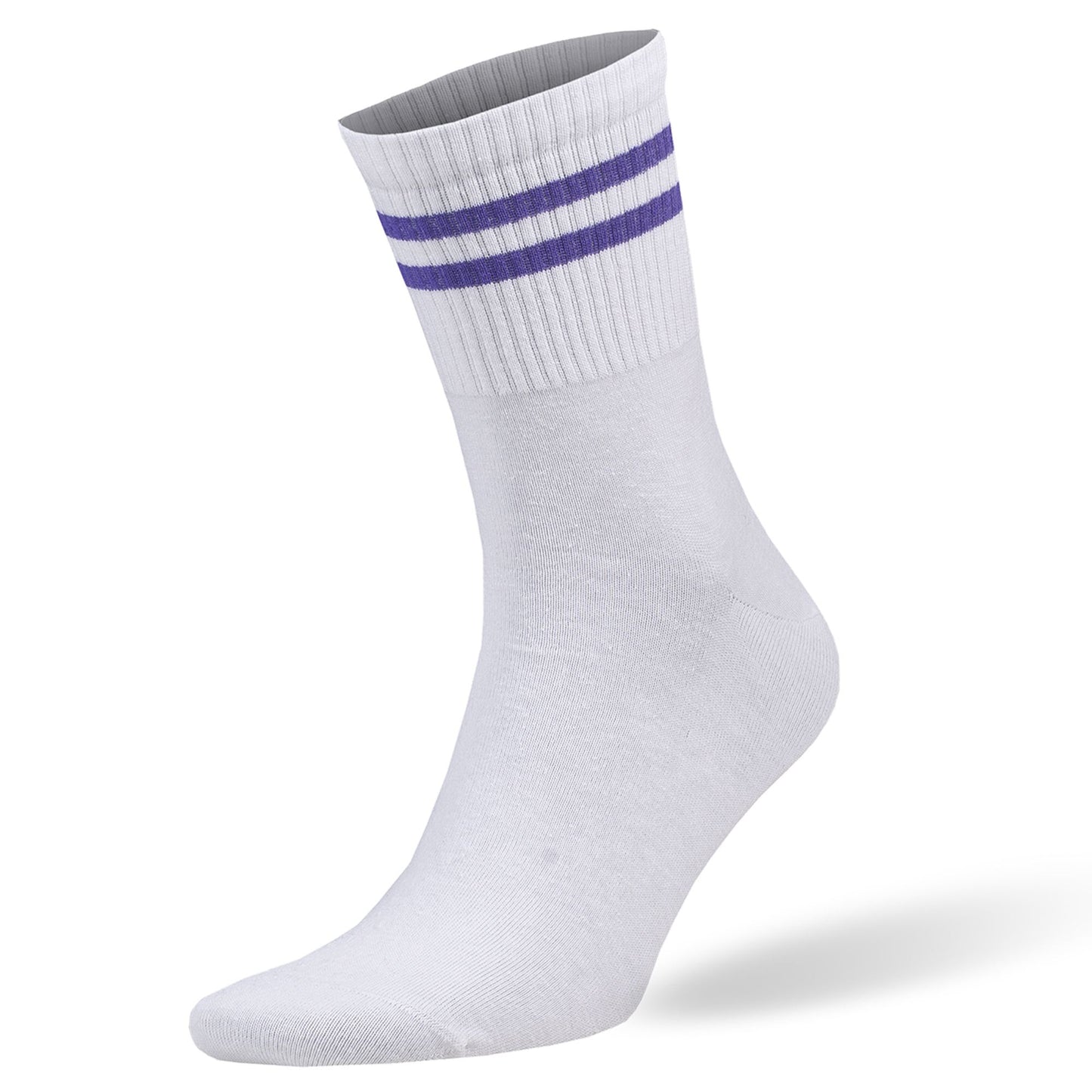 Athletic Tennis Crew Socks for Women with Stripes 6 Pairs Shoe Size 5 to 10