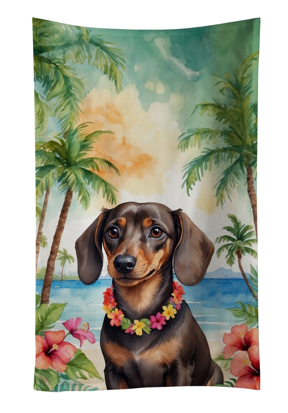 Dachshund Luau Kitchen Towel Dish Cloths Guest Hand Towel Decorative Bathroom Towel for Face,Tea, Dishcloth, Kitchen and Bath