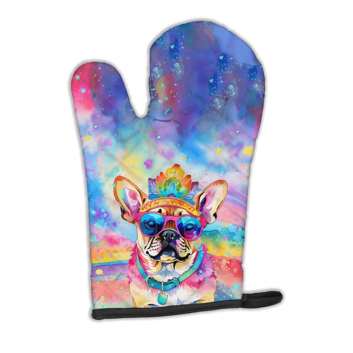 Pug Hippie Dawg Oven Mitt Heat Resistant Thick Oven Mitt for Hot Pans and Oven, Kitchen Mitt Protect Hands, Cooking Baking Glove