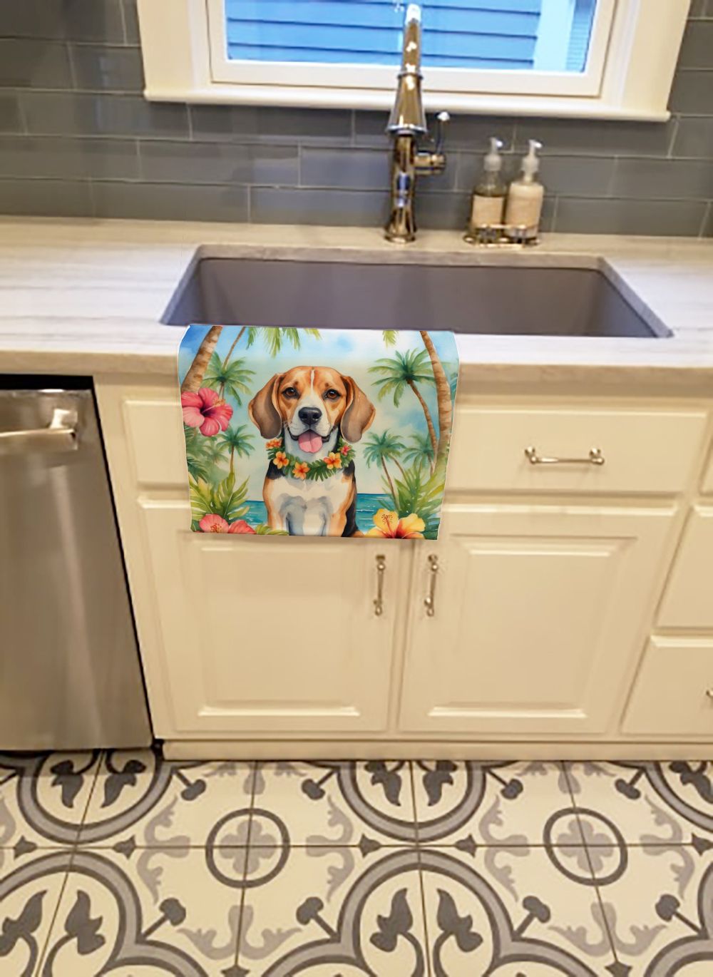 Beagle Luau Kitchen Towel Dish Cloths Guest Hand Towel Decorative Bathroom Towel for Face,Tea, Dishcloth, Kitchen and Bath