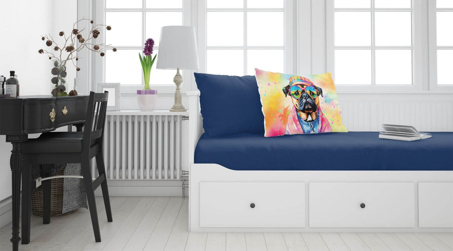 Pug Hippie Dawg Standard Pillowcase Lightweight Super Soft Easy Care Decorative Artwork Pillowcase, Standard