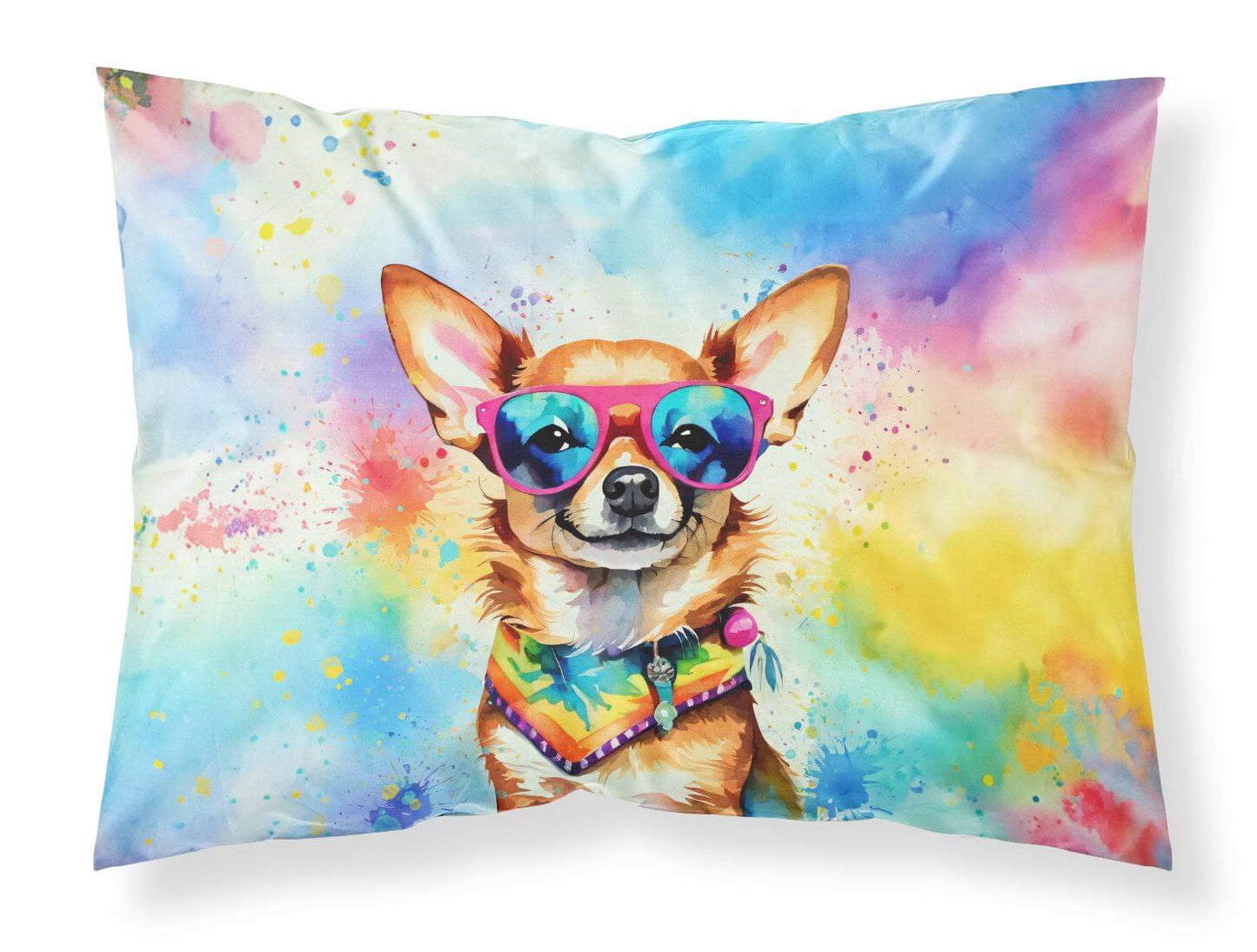 Chihuahua Hippie Dawg Standard Pillowcase Lightweight Super Soft Easy Care Decorative Artwork Pillowcase, Standard