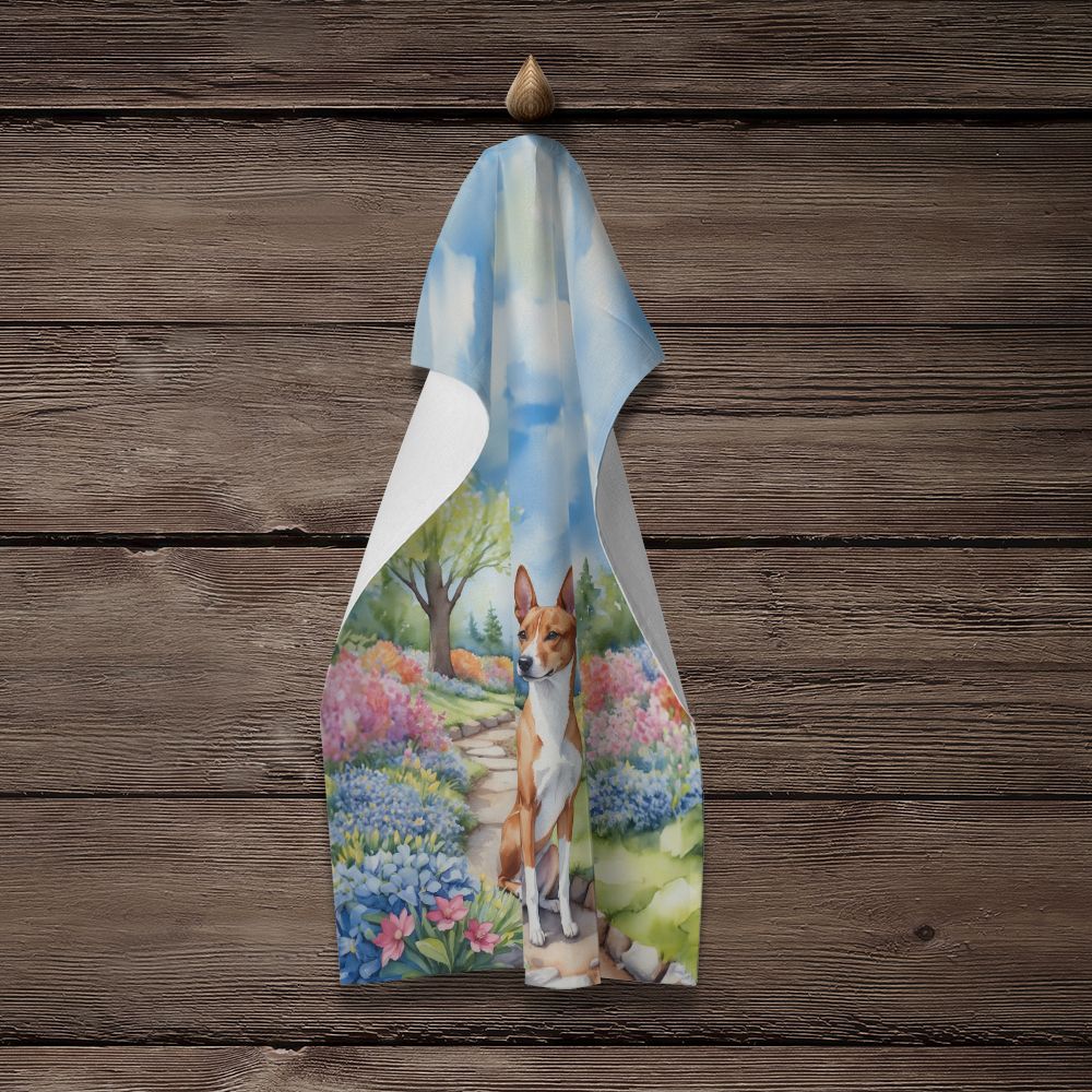 Basenji Spring Garden Kitchen Towel Dish Cloths Guest Hand Towel Decorative Bathroom Towel for Face,Tea, Dishcloth, Kitchen and Bath