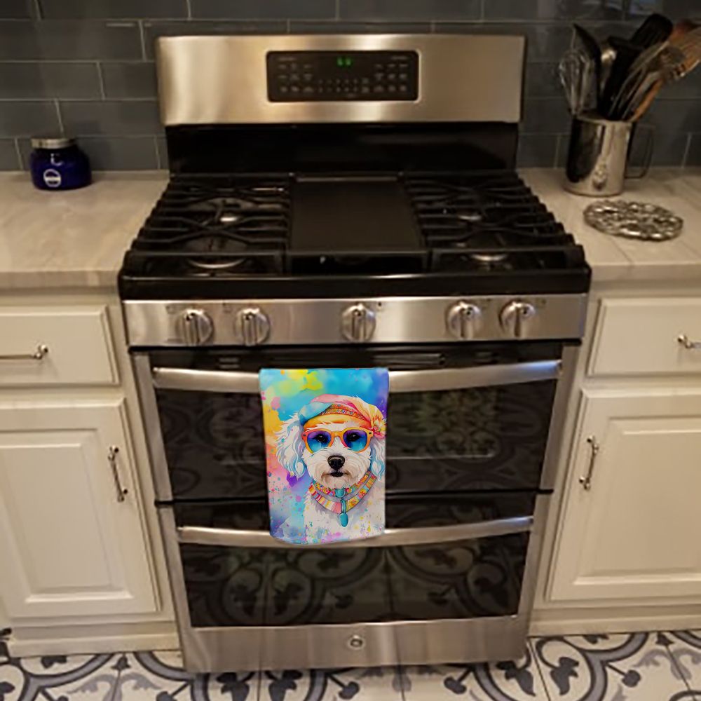 Bichon Frise Hippie Dawg Kitchen Towel Dish Cloths Guest Hand Towel Decorative Bathroom Towel for Face,Tea, Dishcloth, Kitchen and Bath