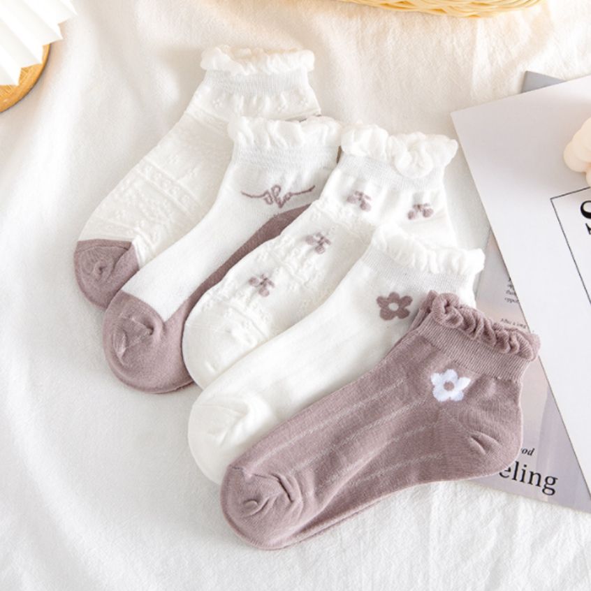 5Pairs Lot Cute Women Short Socks Boat Chaussette Femme Skarpety Cotton Ankle Meias Sock Female Breathable Calcetines Mujer