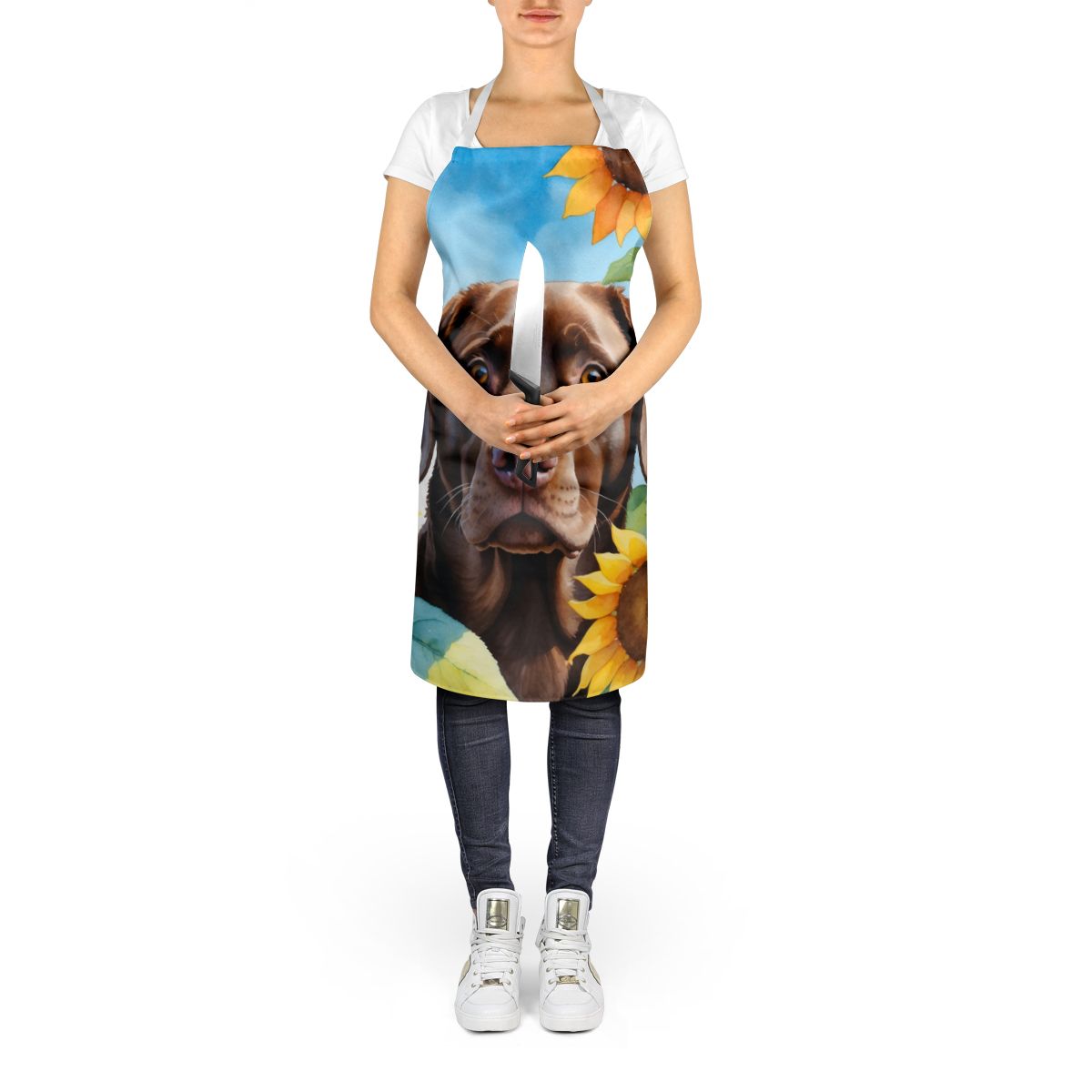 Labrador Retriever in Sunflowers Apron Cooking Kitchen Server Baking Crafts Gardening for Adult Women Men, Unisex, Large, Multicolor
