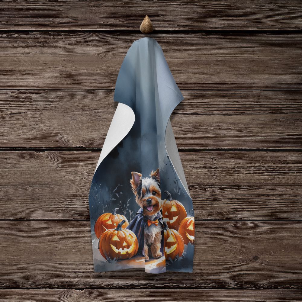 Yorkshire Terrier Puppy Halloween Kitchen Towel Dish Cloths Guest Hand Towel Decorative Bathroom Towel for Face,Tea, Dishcloth, Kitchen and Bath
