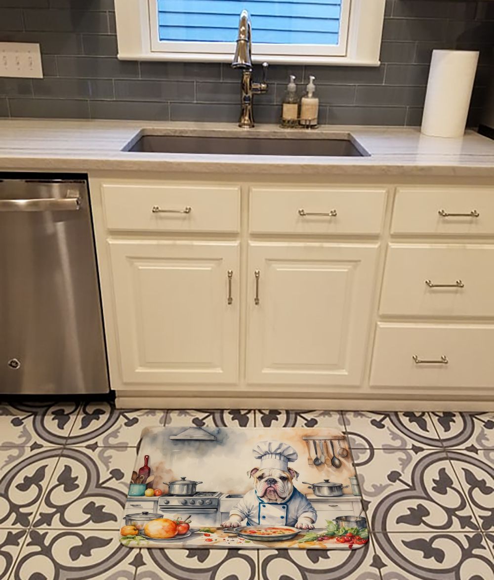English Bulldog The Chef Memory Foam Kitchen Mat Machine Washable Anti-Fatigue Mat Cushion Comfort Bath Mat or Kitchen Rug