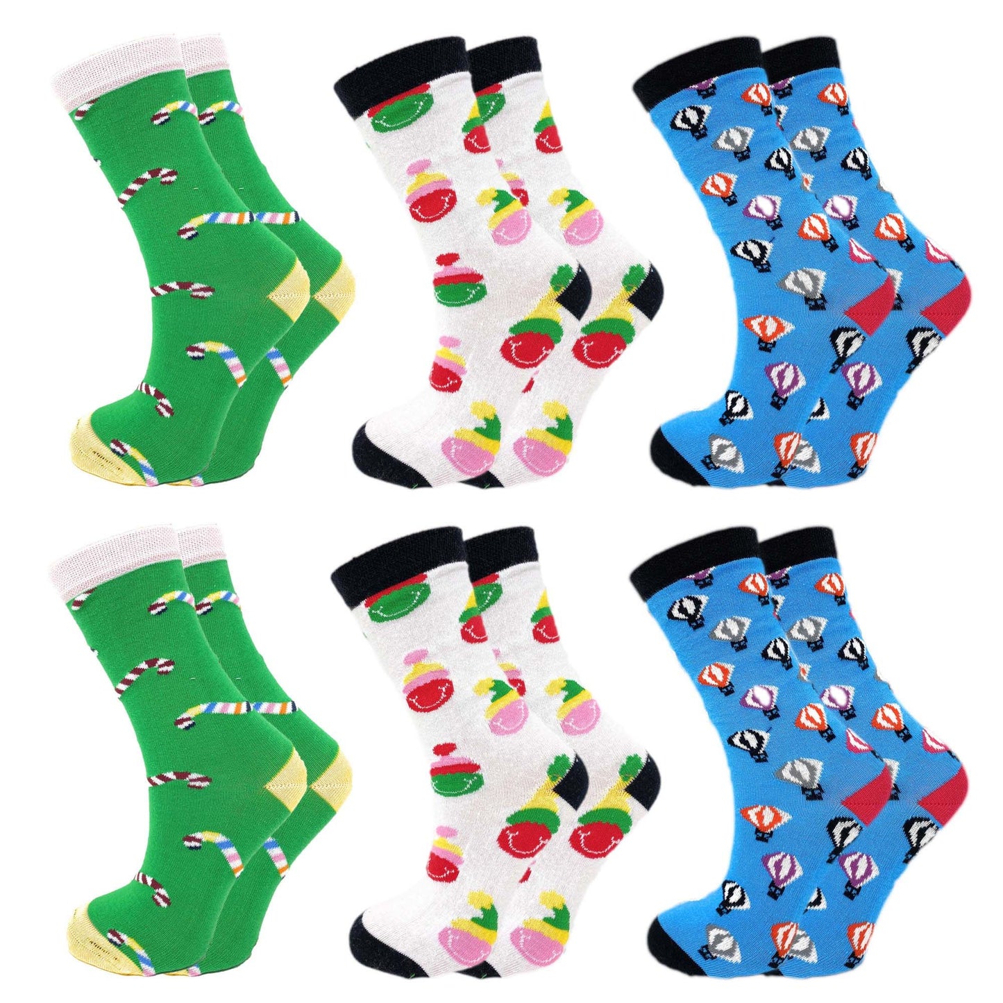 Colorful Funny Socks Novelty Crazy Cotton Crew Dress Socks 6 Pairs