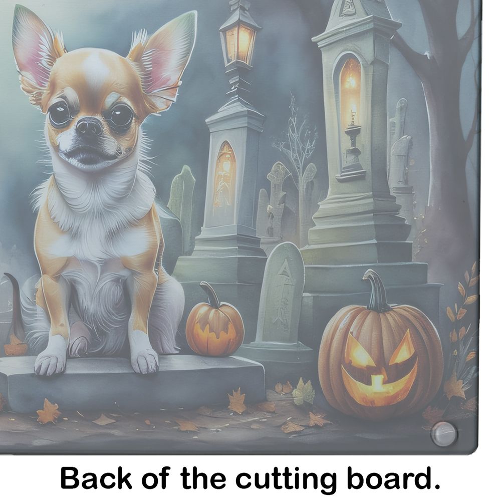 NEW Chihuahua Spooky Halloween Glass Cutting Board Decorative Tempered Glass Kitchen Cutting and Serving Board Large Size Chopping Board