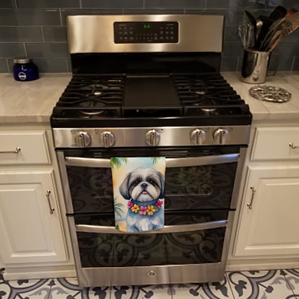 Shih Tzu Luau Kitchen Towel Dish Cloths Guest Hand Towel Decorative Bathroom Towel for Face,Tea, Dishcloth, Kitchen and Bath