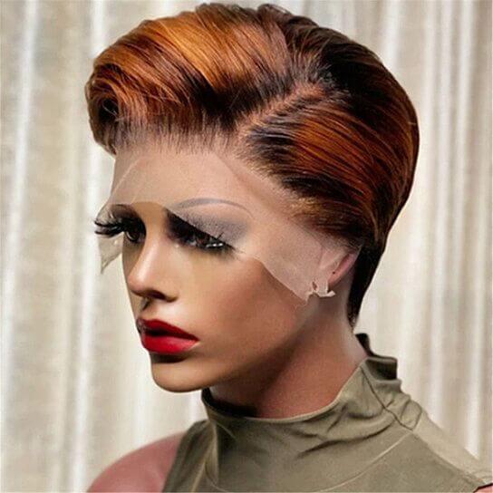 Women Dyed Lace Short Straight Synthetic Wig Hairpiece for Party - Clothes For Her Online Store
