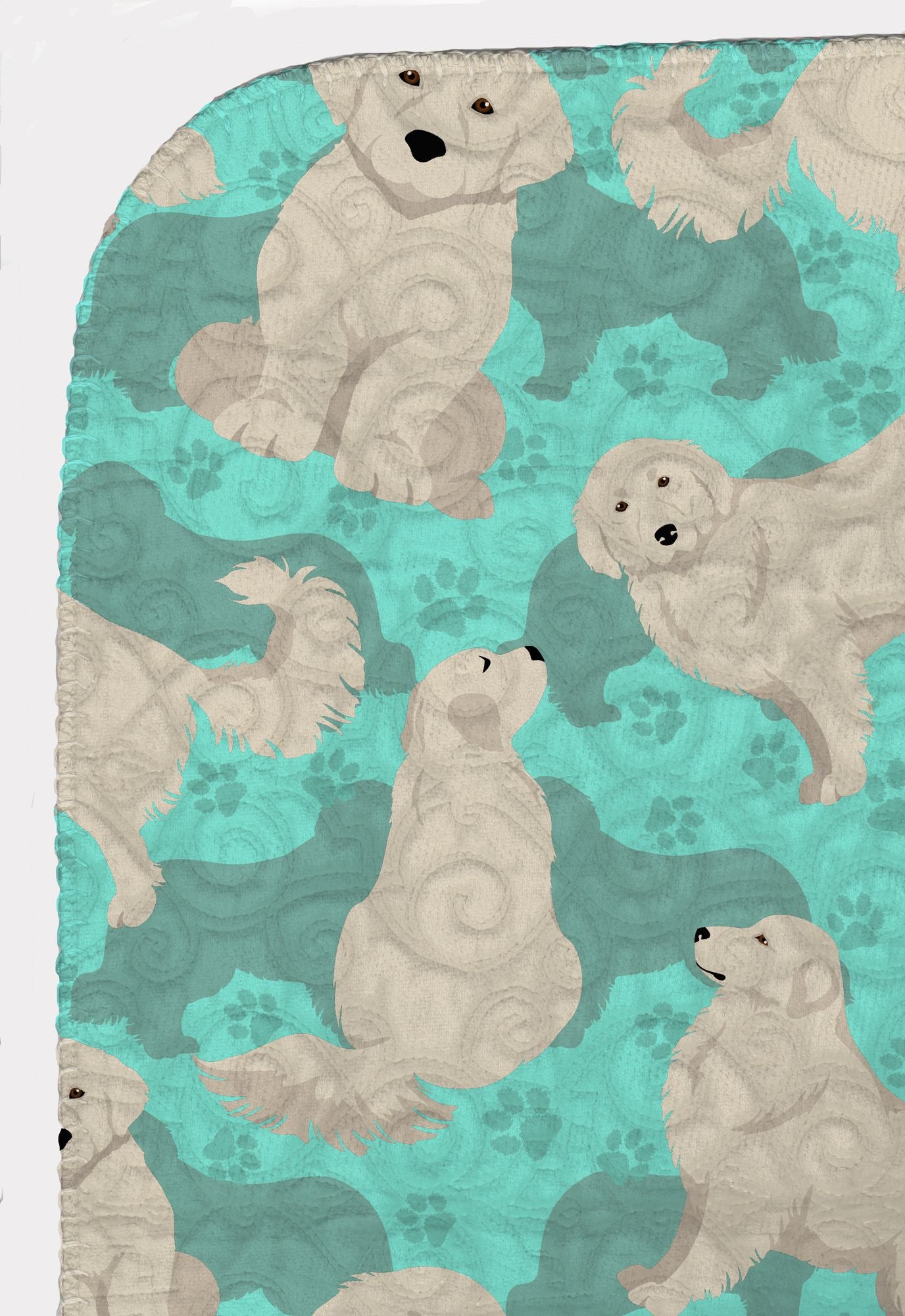 Great Pyrenees Quilted Blanket 50x60 Artwork Pattern Quilted Throw Blanket for Bed, Couch, Sofa, Soft and Lightweight