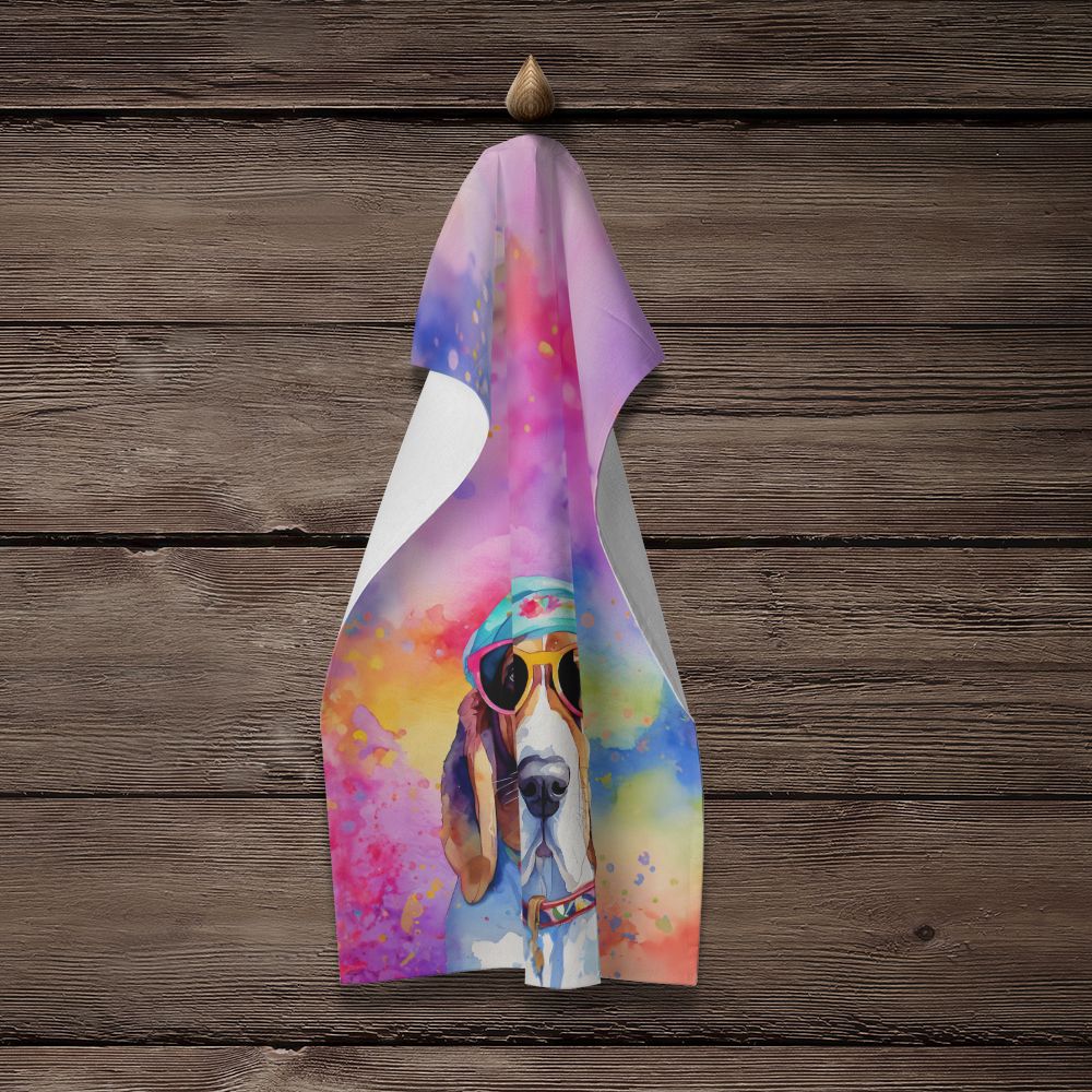 Basset Hound Hippie Dawg Kitchen Towel Dish Cloths Guest Hand Towel Decorative Bathroom Towel for Face,Tea, Dishcloth, Kitchen and Bath