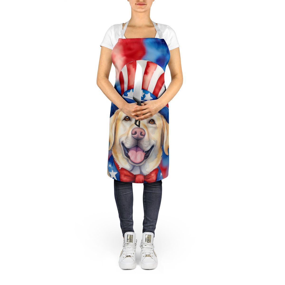 Labrador Retriever Patriotic American Apron Cooking Kitchen Server Baking Crafts Gardening for Adult Women Men, Unisex, Large, Multicolor