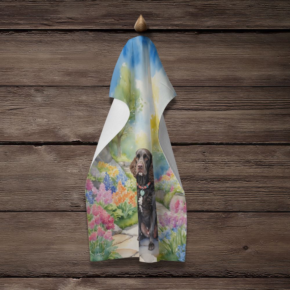 American Water Spaniel Spring Garden Kitchen Towel Dish Cloths Guest Hand Towel Decorative Bathroom Towel for Face,Tea, Dishcloth, Kitchen and Bath
