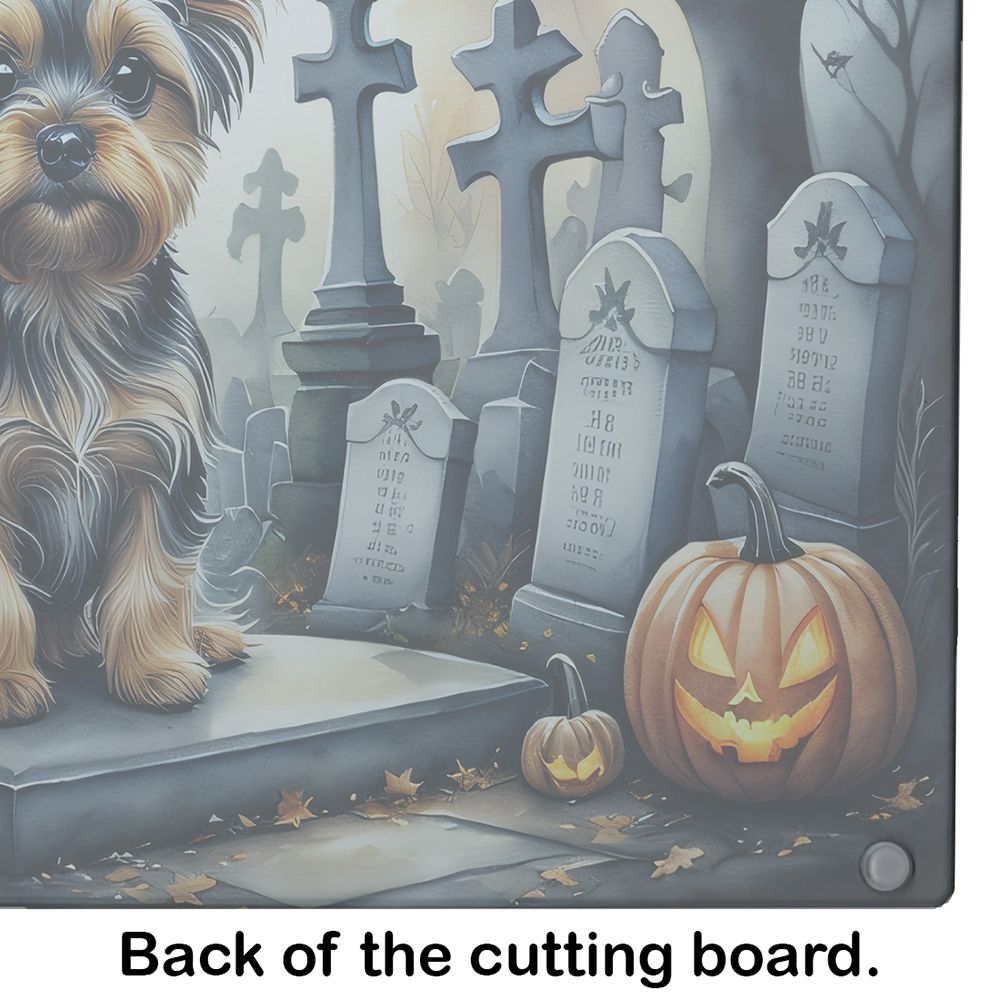 NEW Yorkshire Terrier Spooky Halloween Glass Cutting Board Decorative Tempered Glass Kitchen Cutting and Serving Board Large Size Chopping Board