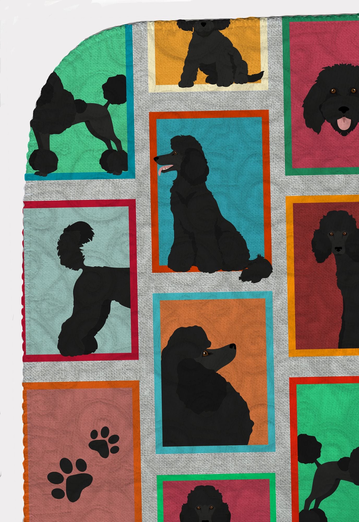 Lots of Black Standard Poodle Quilted Blanket 50x60 Artwork Pattern Quilted Throw Blanket for Bed, Couch, Sofa, Soft and Lightweight