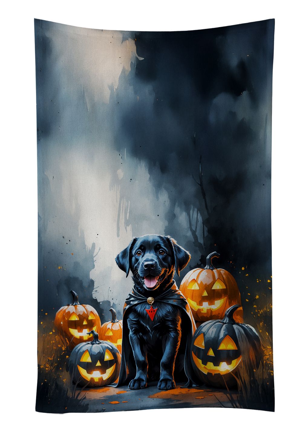 Black Labrador Retriever Puppy Halloween Kitchen Towel Dish Cloths Guest Hand Towel Decorative Bathroom Towel for Face,Tea, Dishcloth, Kitchen and Bath