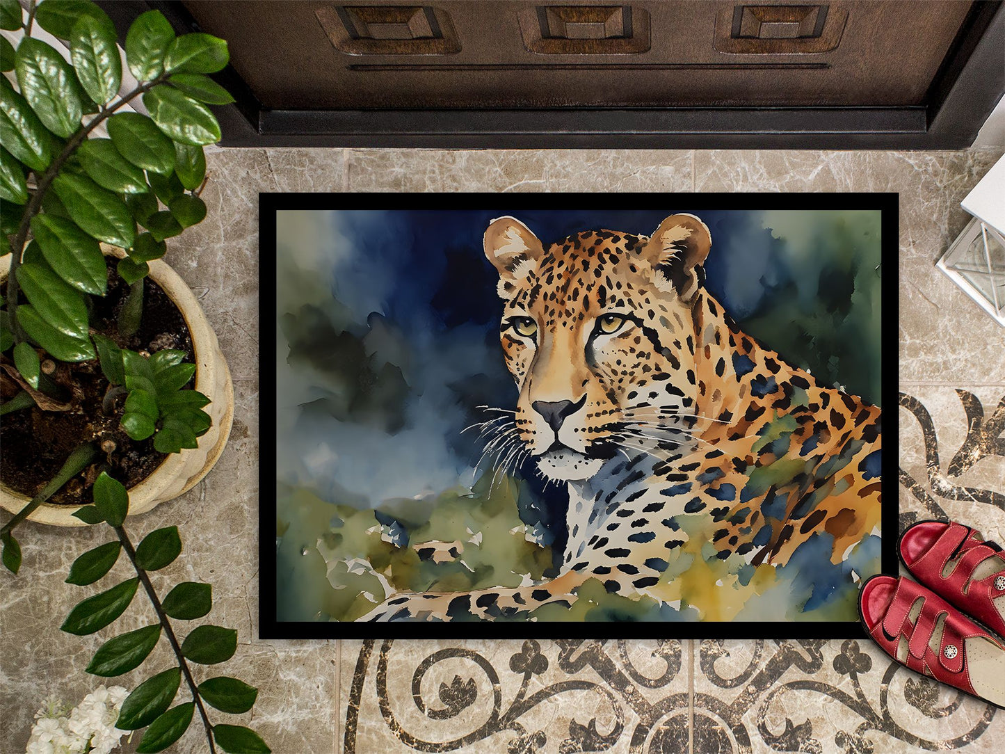 NEW Leopard Doormat Front Door Mat Indoor Outdoor Rugs for Entryway, Non Slip Washable Low Pile, 18H X 27W