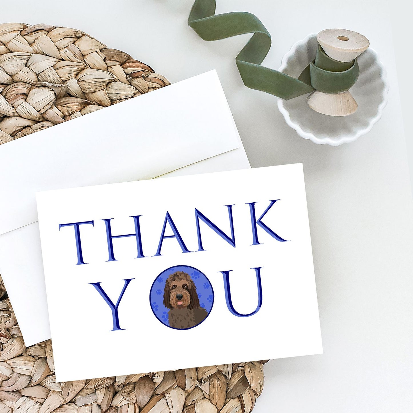 Doodle Tricolor #3 Thank You Greeting Cards Pack of 8 Blank Cards with Envelopes Whimsical A7 Size 5x7 Blank Note Cards