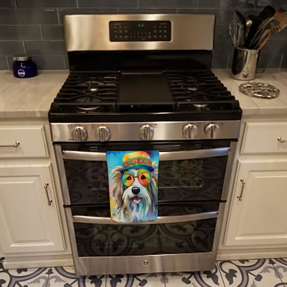 Bearded Collie Hippie Dawg Kitchen Towel Dish Cloths Guest Hand Towel Decorative Bathroom Towel for Face,Tea, Dishcloth, Kitchen and Bath