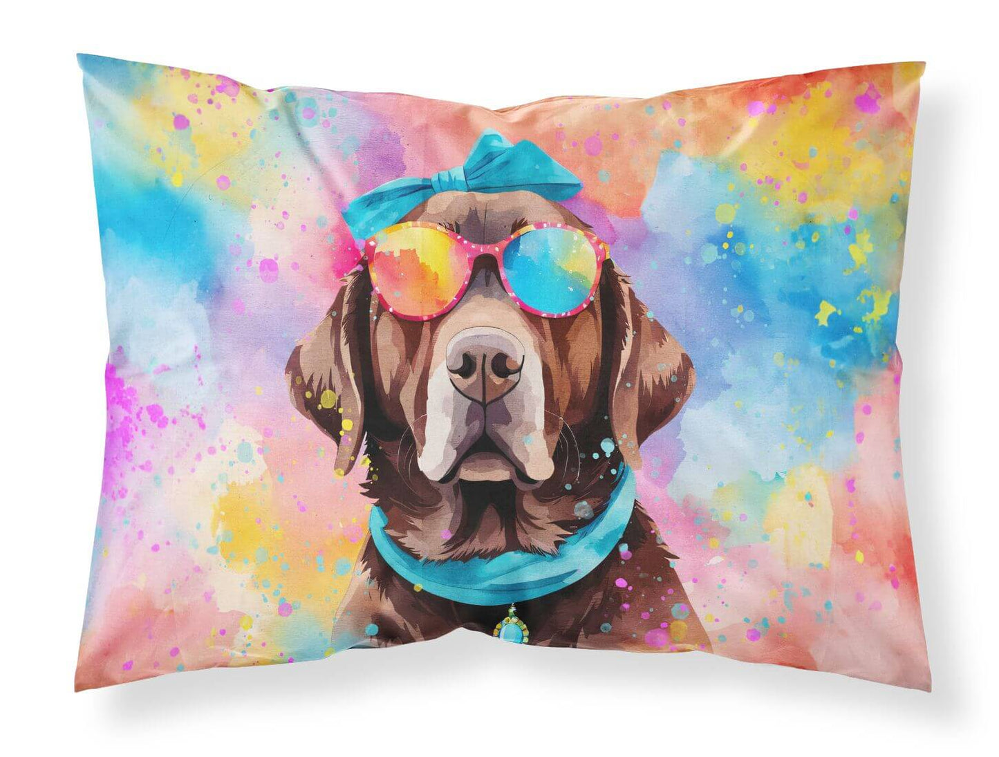 Chocolate Labrador Hippie Dawg Standard Pillowcase Lightweight Super Soft Easy Care Decorative Artwork Pillowcase, Standard