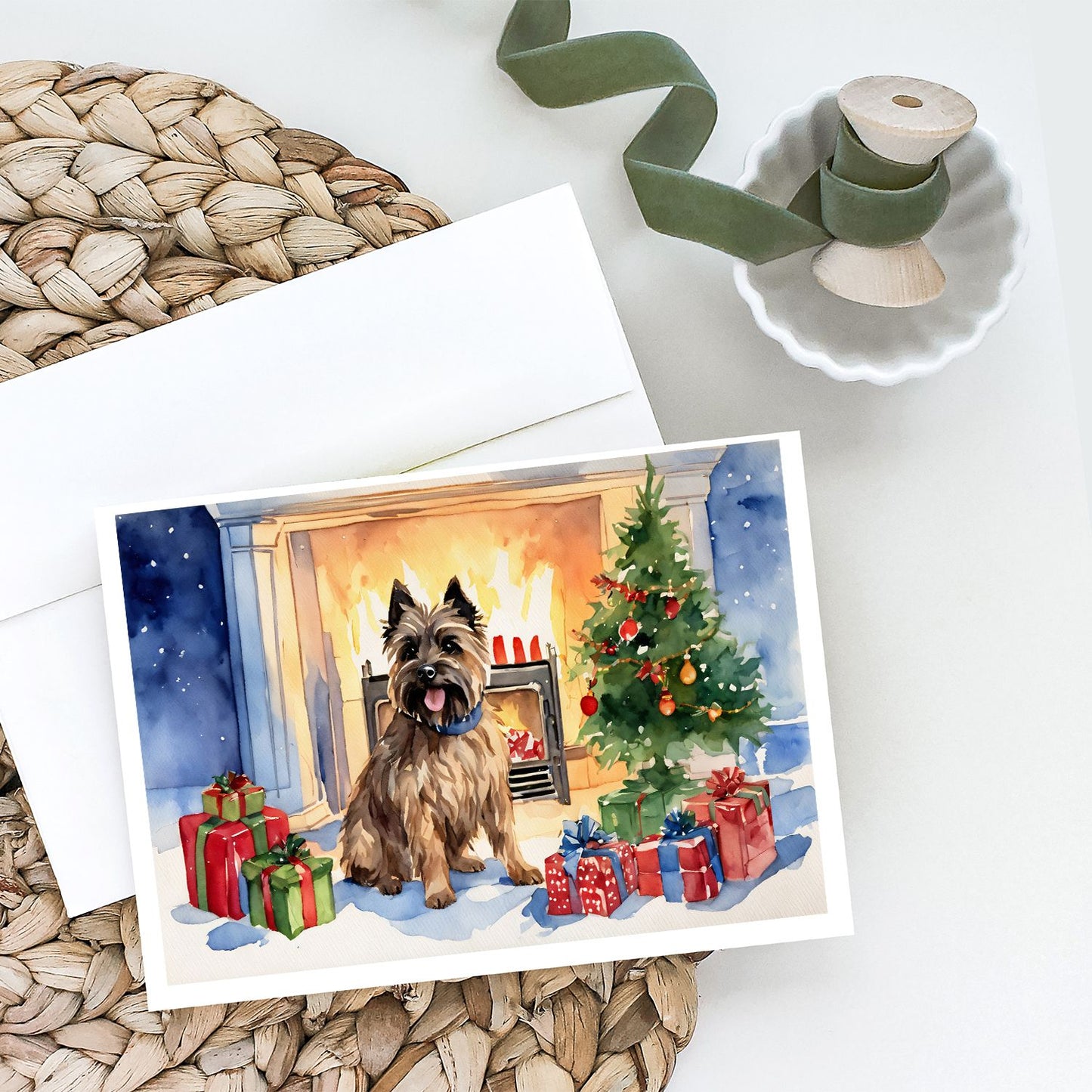Cairn Terrier Christmas Greeting Cards Pack of 8 Blank Cards with Envelopes Whimsical A7 Size 5x7 Blank Note Cards