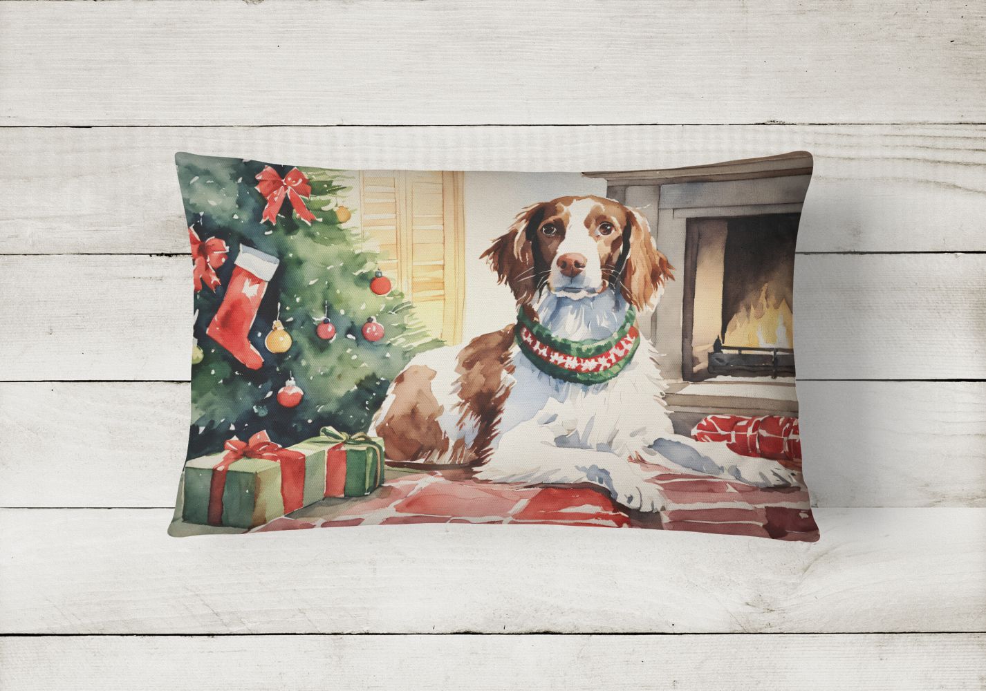Waiting on Christmas Throw Pillow Throw Pillow for Indoor Couch Bed Outdoor Patio Washable, Brittany 1299,12Hx16W